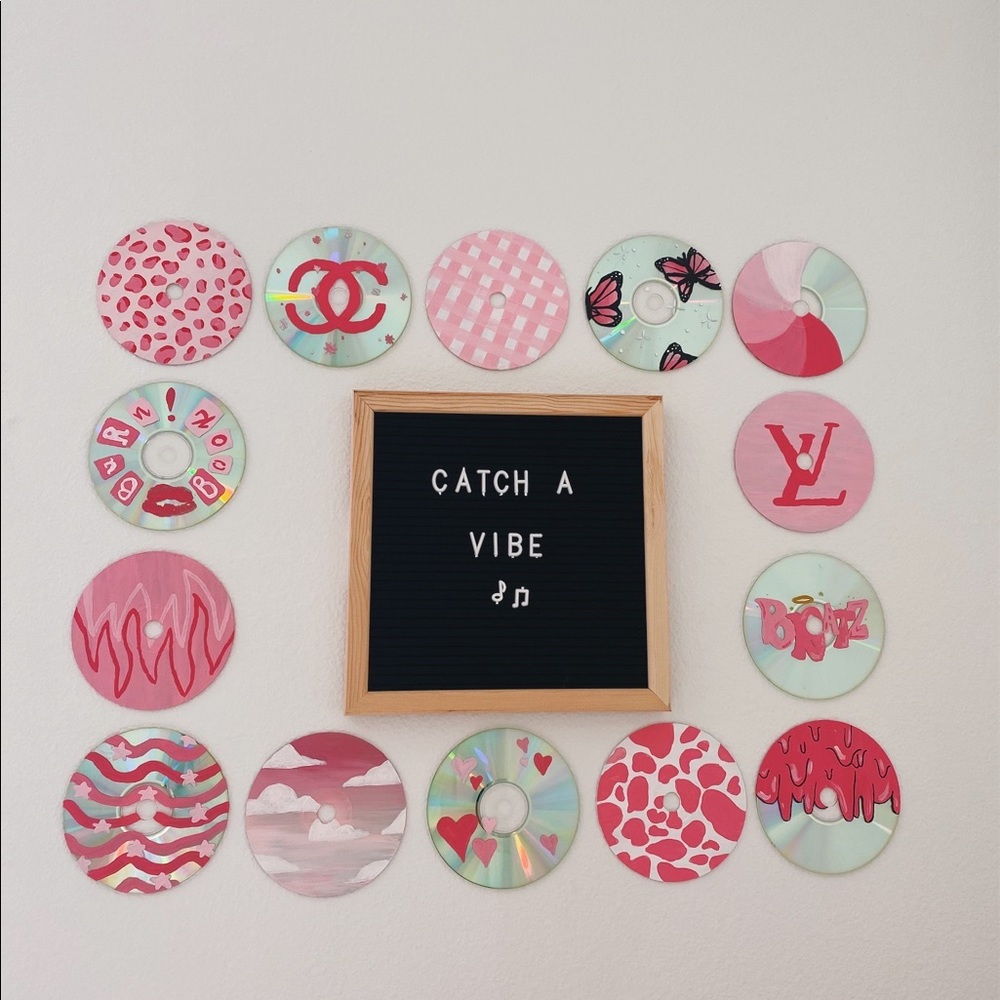 Hand Painted CD’s + letter board (Room Decor Set)